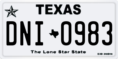 TX license plate DNI0983