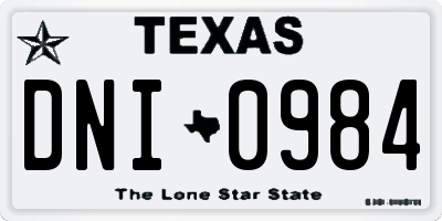 TX license plate DNI0984