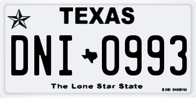 TX license plate DNI0993
