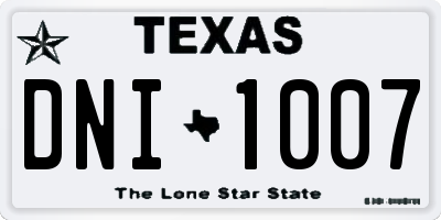 TX license plate DNI1007