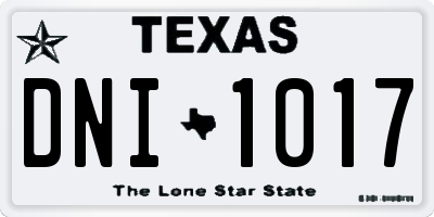 TX license plate DNI1017