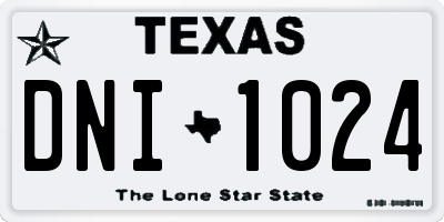 TX license plate DNI1024