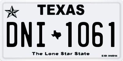 TX license plate DNI1061