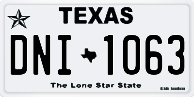 TX license plate DNI1063