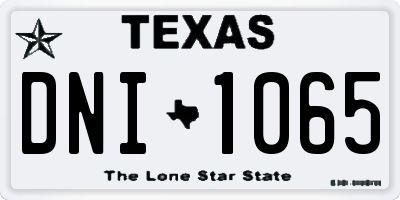 TX license plate DNI1065