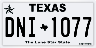 TX license plate DNI1077