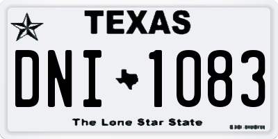 TX license plate DNI1083