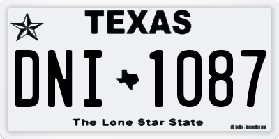 TX license plate DNI1087
