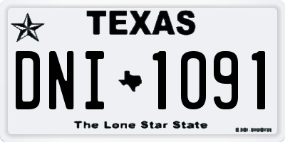 TX license plate DNI1091