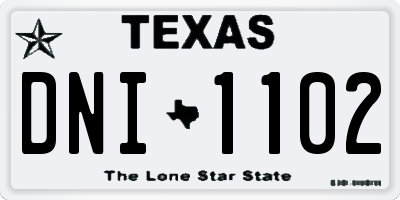 TX license plate DNI1102