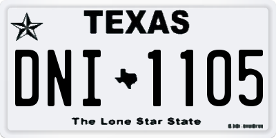TX license plate DNI1105