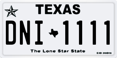 TX license plate DNI1111