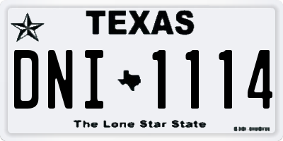 TX license plate DNI1114