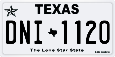 TX license plate DNI1120