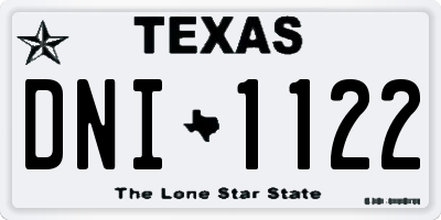 TX license plate DNI1122