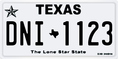 TX license plate DNI1123