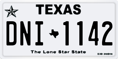 TX license plate DNI1142