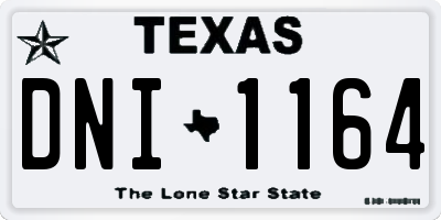 TX license plate DNI1164