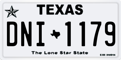 TX license plate DNI1179