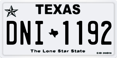 TX license plate DNI1192