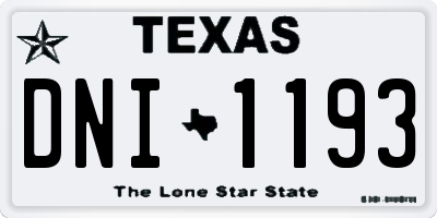 TX license plate DNI1193