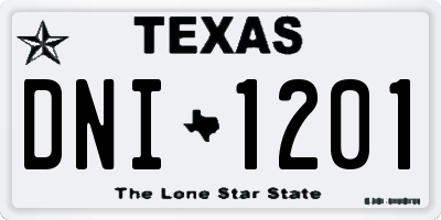 TX license plate DNI1201