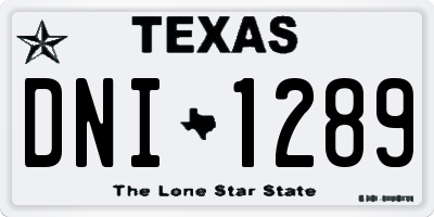 TX license plate DNI1289