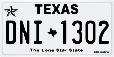 TX license plate DNI1302