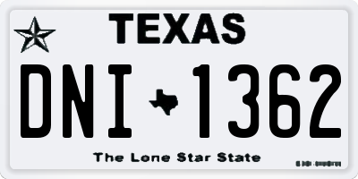 TX license plate DNI1362
