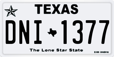 TX license plate DNI1377