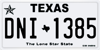 TX license plate DNI1385