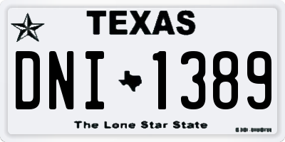 TX license plate DNI1389