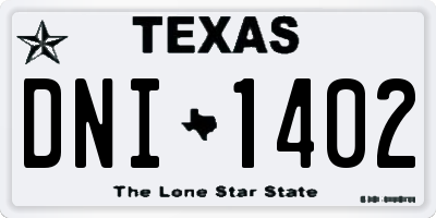 TX license plate DNI1402