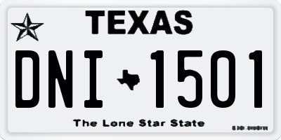 TX license plate DNI1501