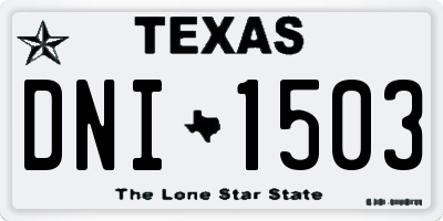 TX license plate DNI1503
