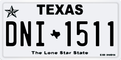 TX license plate DNI1511
