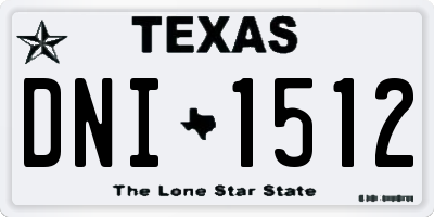 TX license plate DNI1512