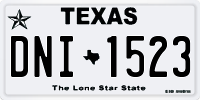 TX license plate DNI1523