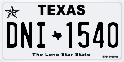 TX license plate DNI1540