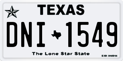 TX license plate DNI1549