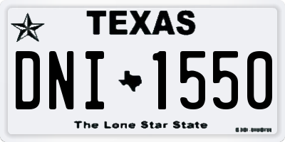 TX license plate DNI1550