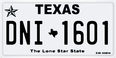 TX license plate DNI1601