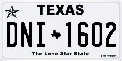 TX license plate DNI1602