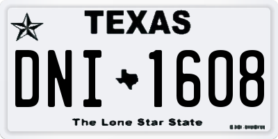 TX license plate DNI1608