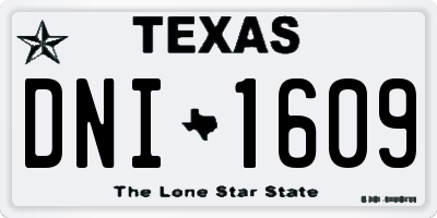 TX license plate DNI1609