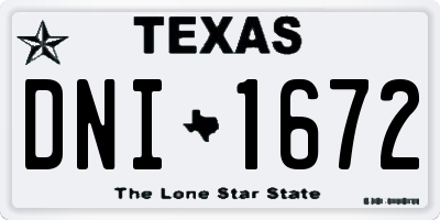 TX license plate DNI1672