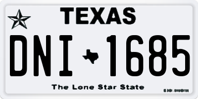 TX license plate DNI1685