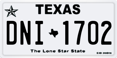 TX license plate DNI1702
