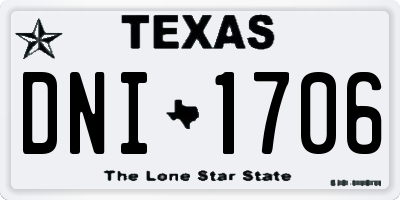 TX license plate DNI1706