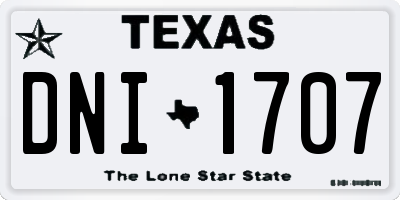 TX license plate DNI1707